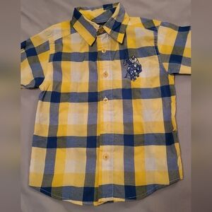 U.S. Polo Assn. Yellow and Blue Button Down Shirt Classic Plaid Size 3T